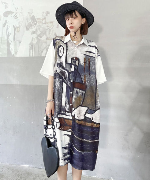 Abstract Cityscape Art Shirt Dress